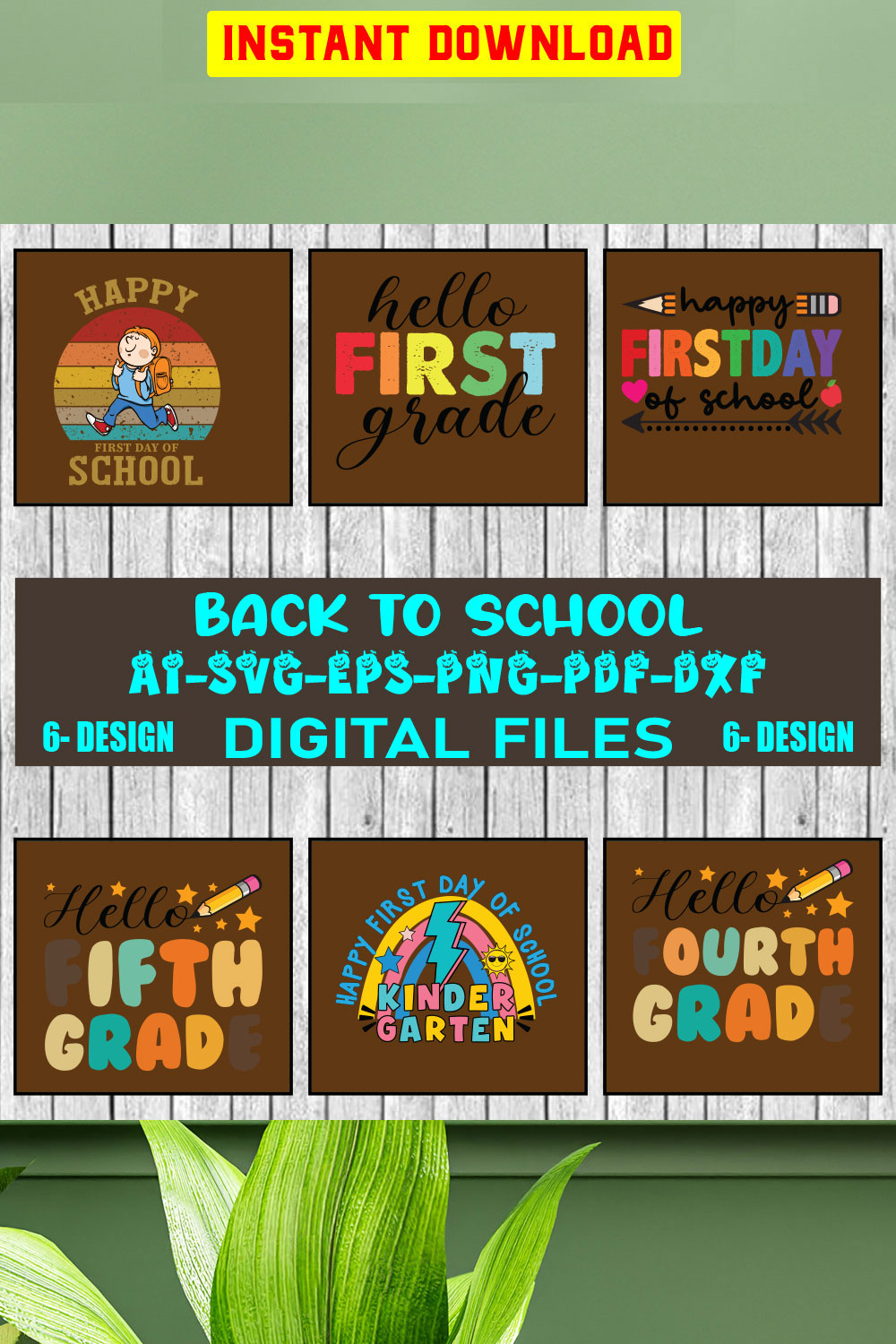 Back To School T-shirt Design Bundle Vol-3 pinterest preview image.