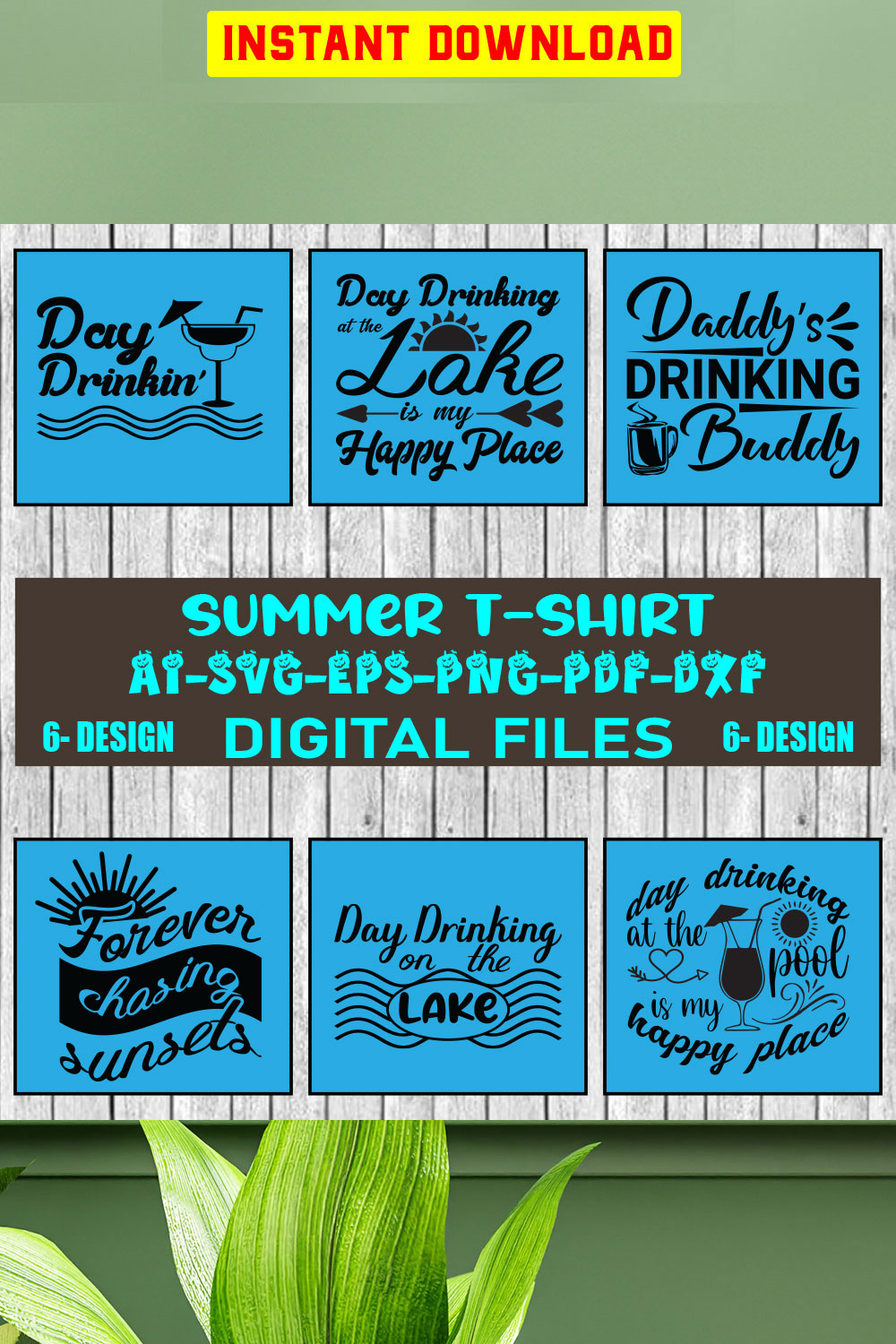 Summer T-shirt Design Bundle Vol-3 pinterest preview image.