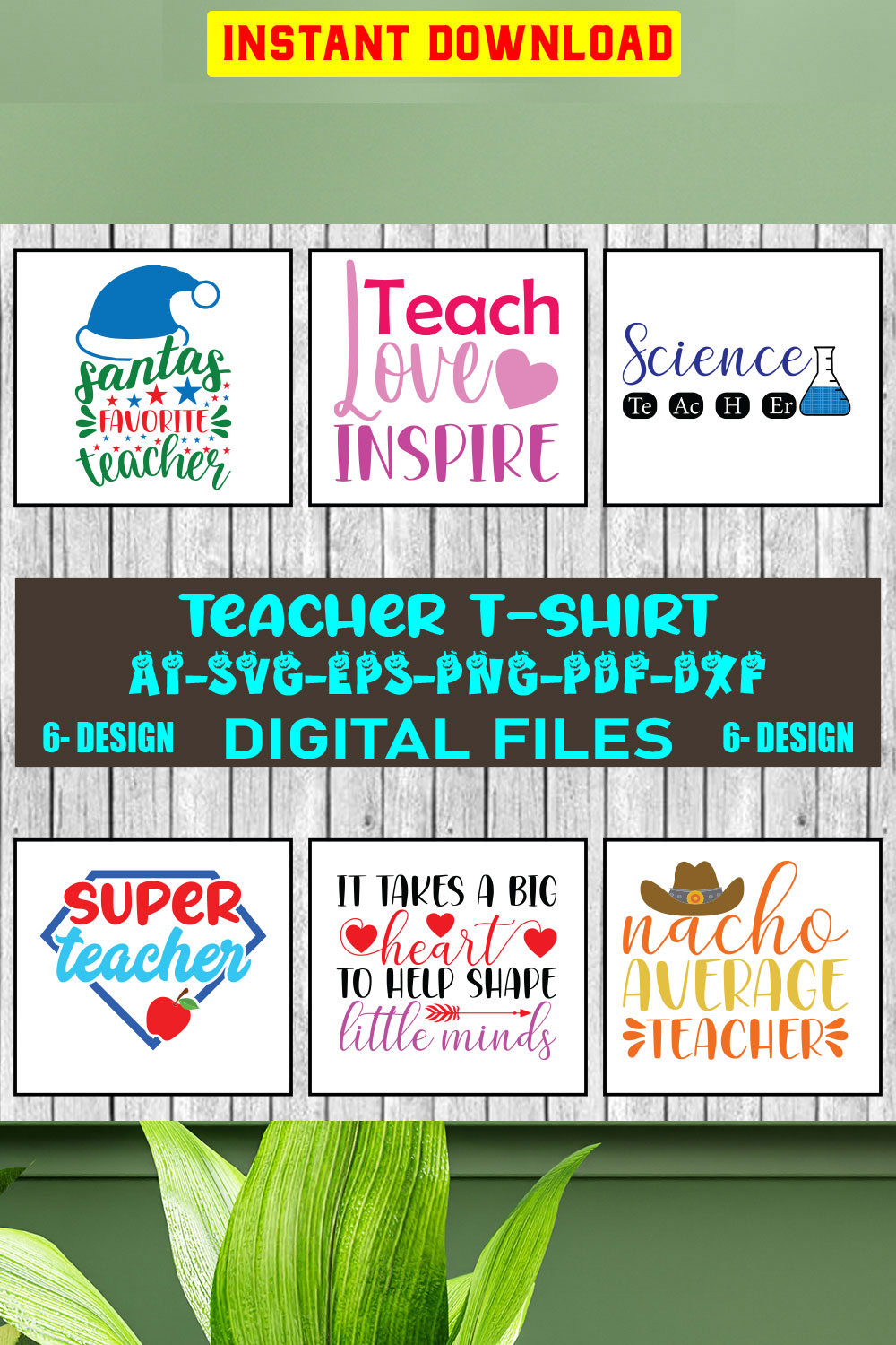 Teacher T-shirt Design Bundle Vol-2 pinterest preview image.