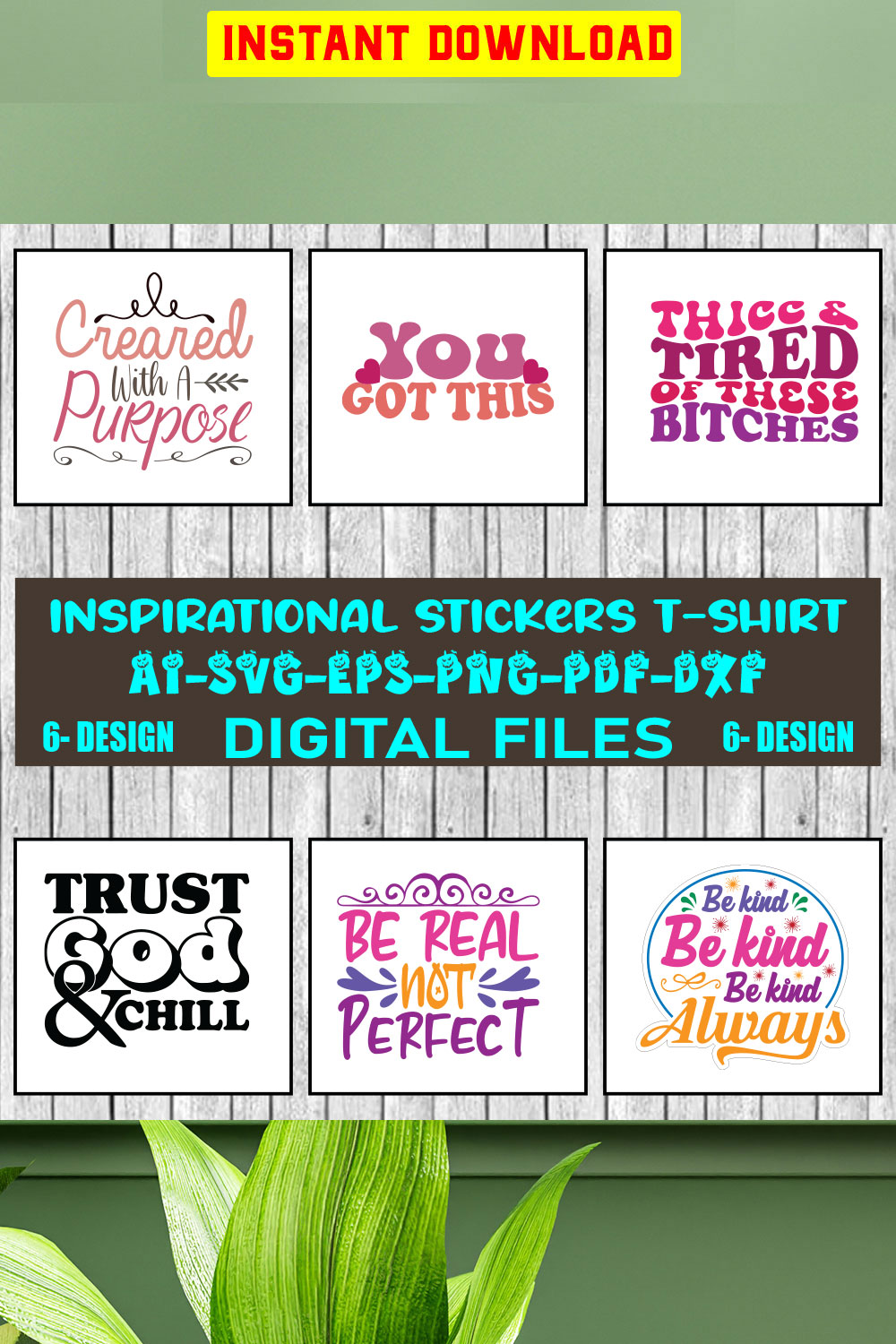 Inspirational stickers SVG Design bundle Vol-07 pinterest preview image.