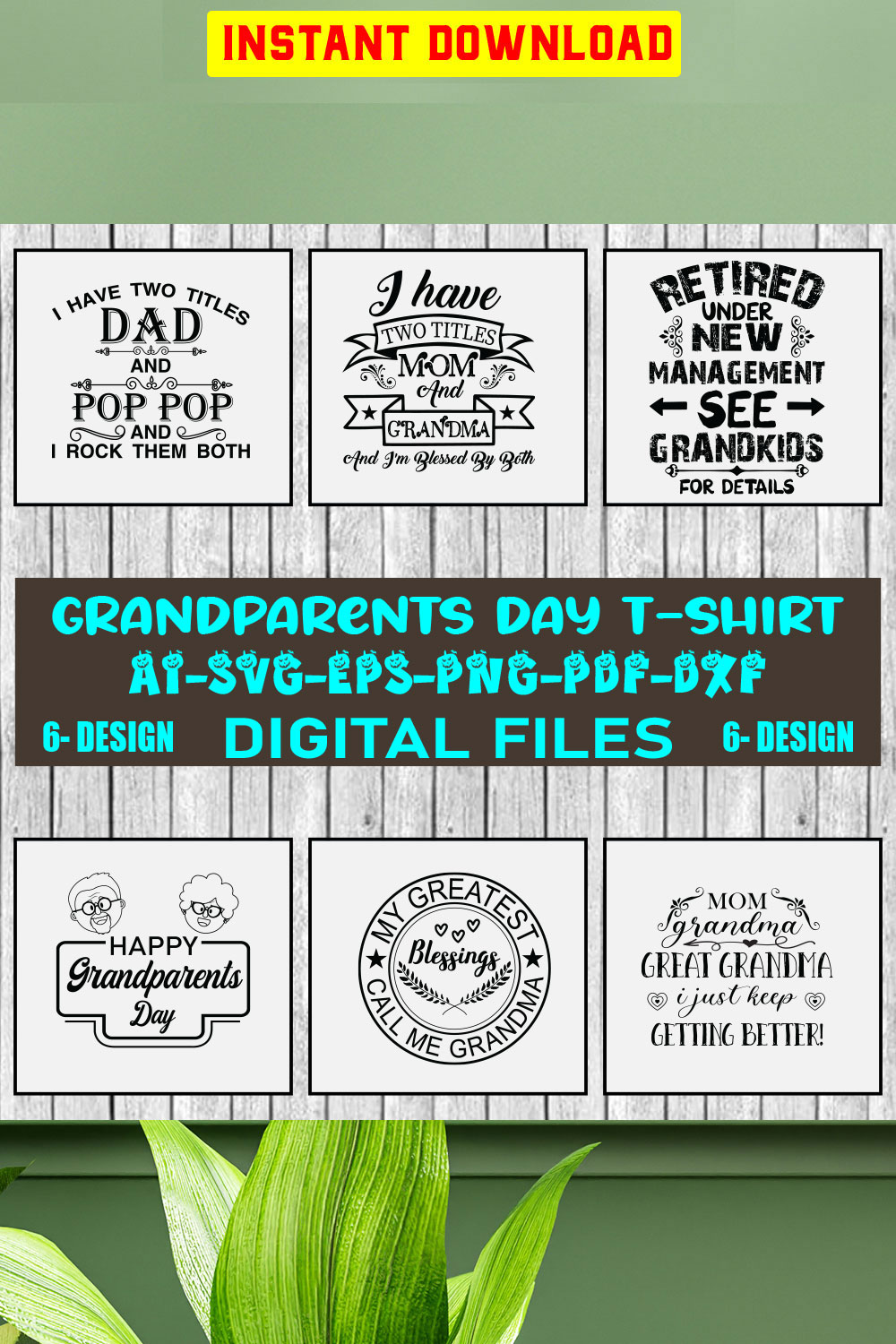 Grandparents Day T-shirt Design Bundle Vol-2 pinterest preview image.