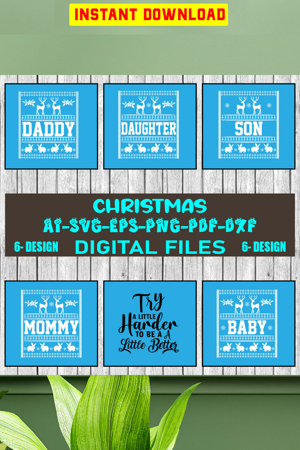 Christmas SVG Design Bundle Vol-67 pinterest preview image.