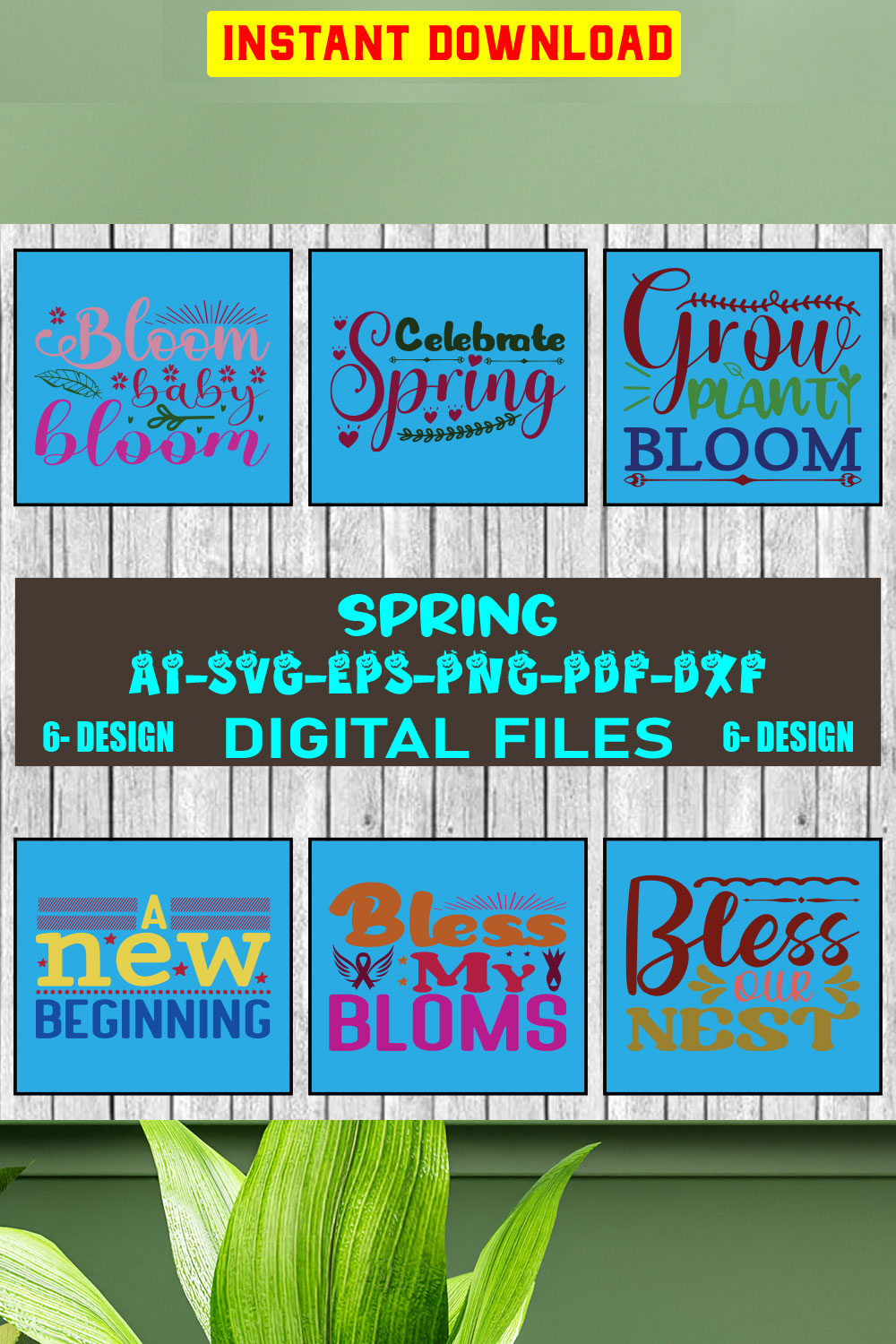 Spring Bundle SVG Files Vol-01 pinterest preview image.