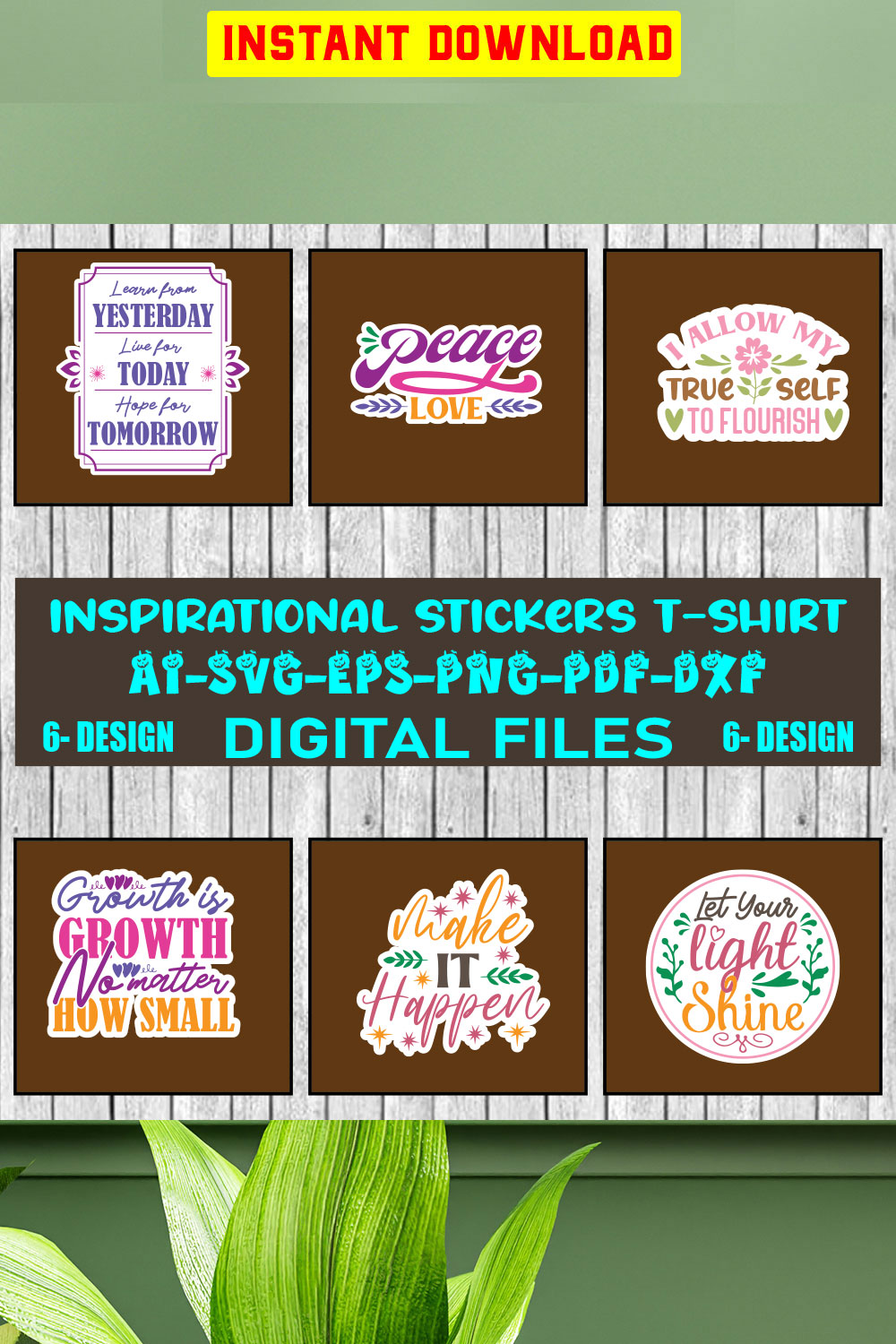 Inspirational stickers SVG Design bundle Vol-01 pinterest preview image.