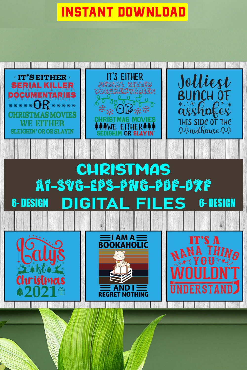 Christmas SVG Design Bundle Vol-55 pinterest preview image.