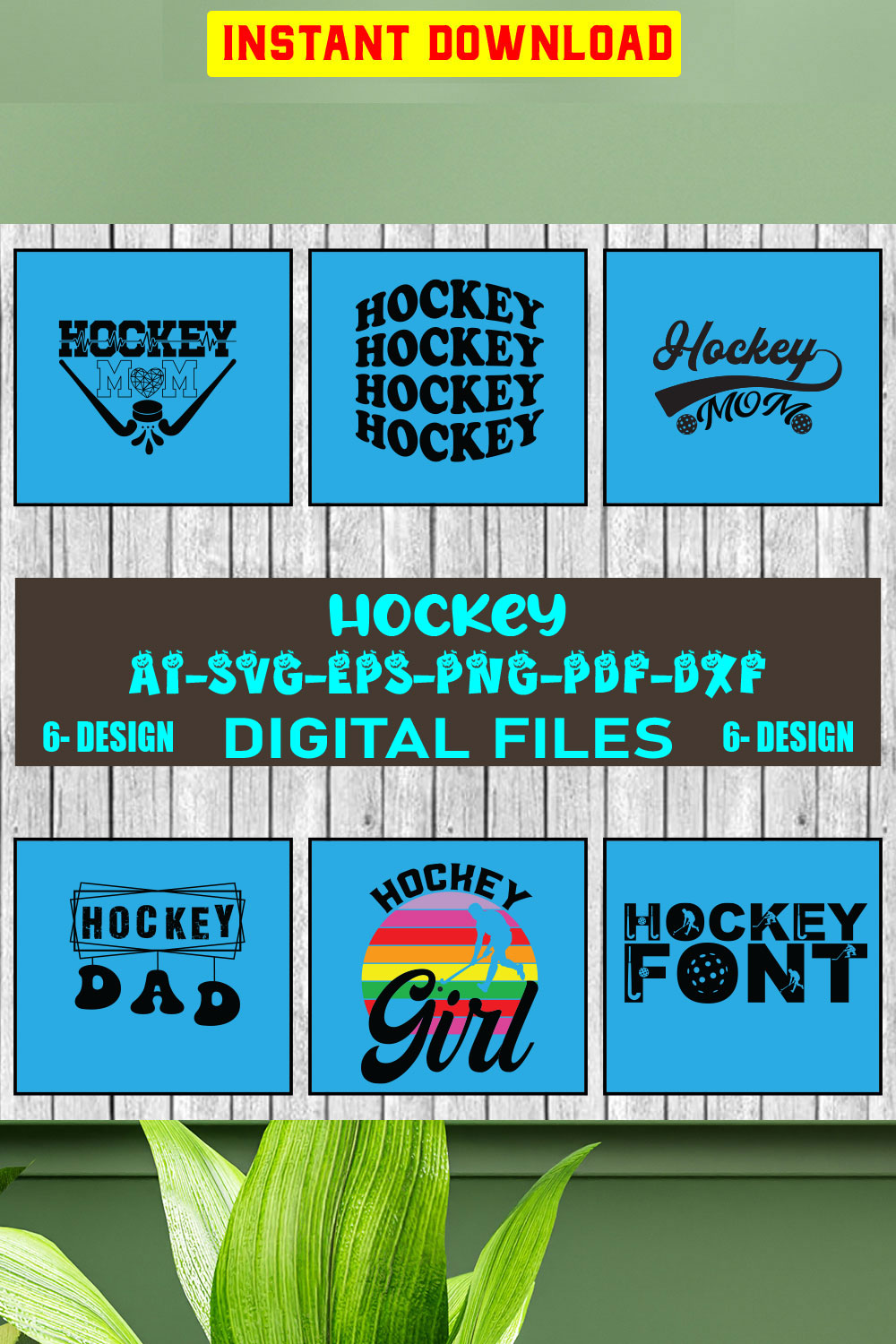 Hockey Bundle SVG Files Vol-02 pinterest preview image.