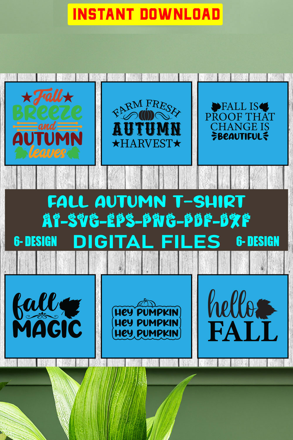 Fall Autumn T-shirt Design Bundle Vol-2 pinterest preview image.