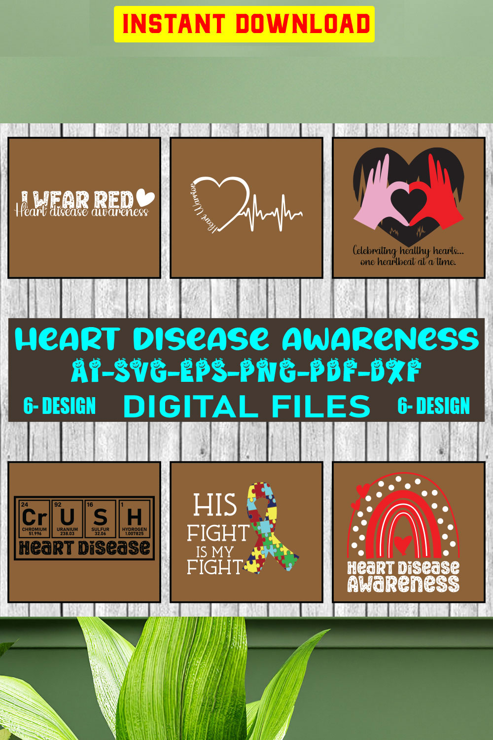 Heart Disease Awareness SVG Files Vol-01 pinterest preview image.