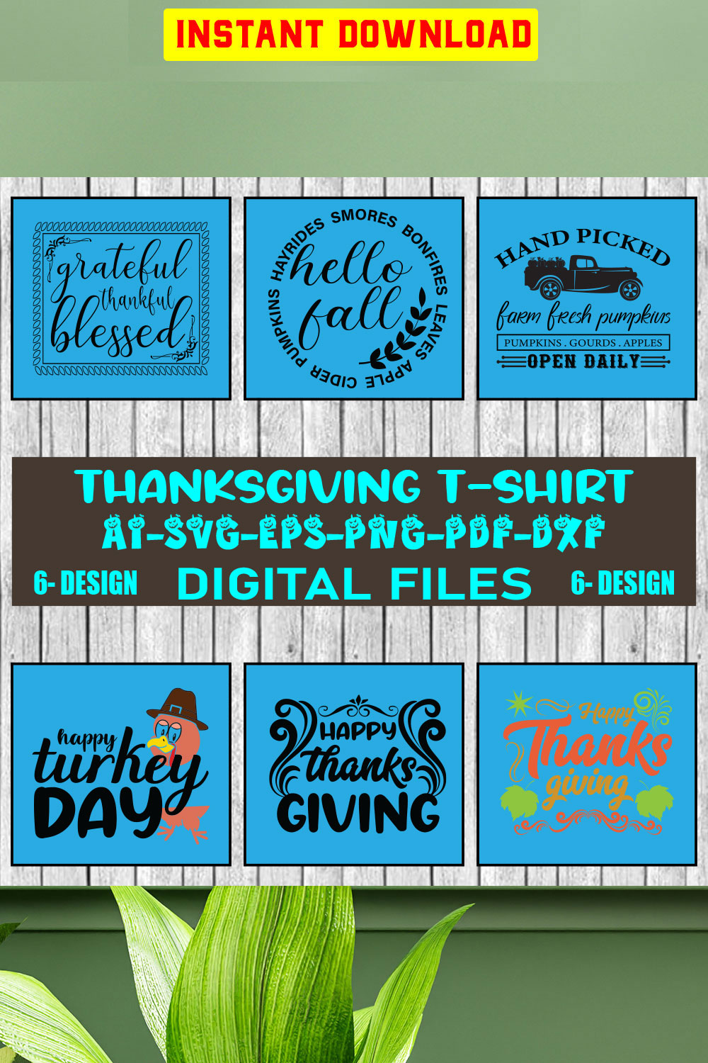 Thanksgiving T-shirt Design Bundle Vol-4 pinterest preview image.