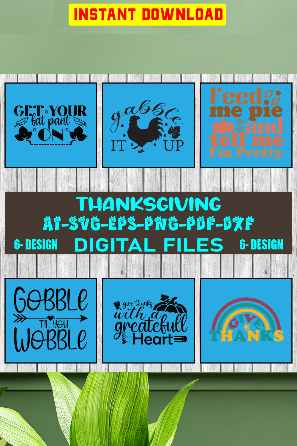 Thanksgiving Bundle SVG Files Vol-03 pinterest preview image.