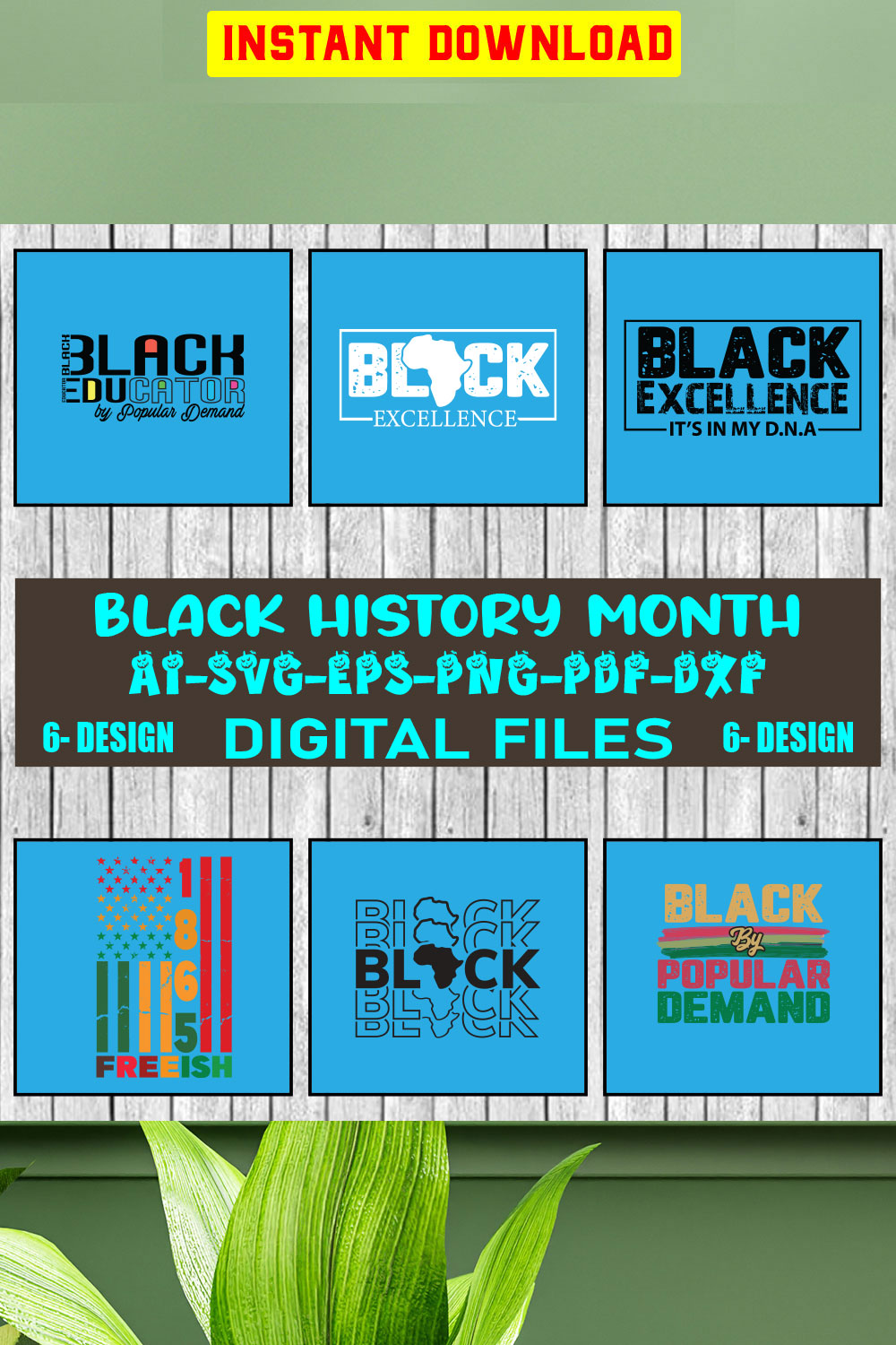 Black History Month Bundle SVG Files Vol-01 pinterest preview image.