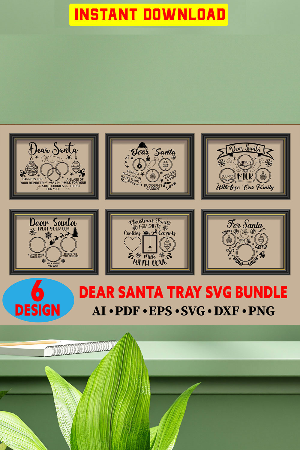 Dear Santa Tray Svg Bundle pinterest preview image.