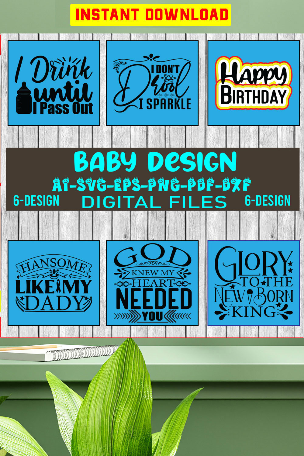 Baby SVG Bundle, Baby Shower SVG, Baby Quote Bundle, Cute Baby Saying svg, Funny Baby svg, Baby Girl, Baby Boy, Cut File, Vol-02 pinterest preview image.