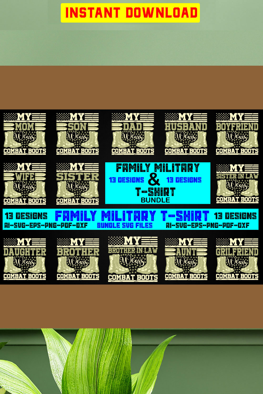 Military Family Military SVG Bundle pinterest preview image.