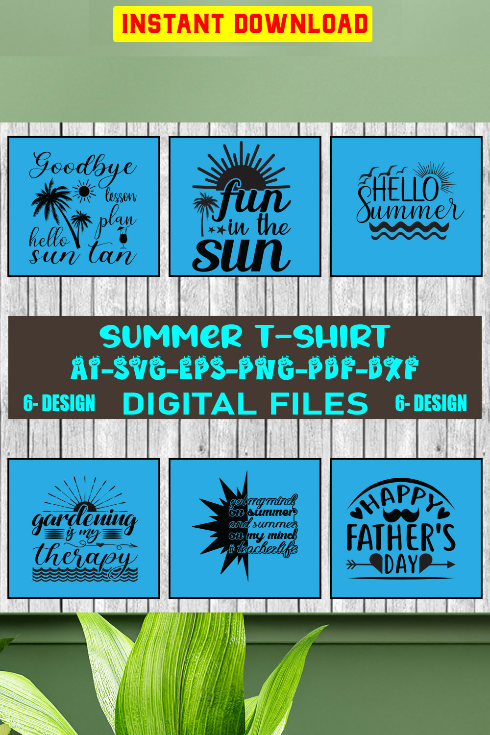 Summer T-shirt Design Bundle Vol-4 pinterest preview image.