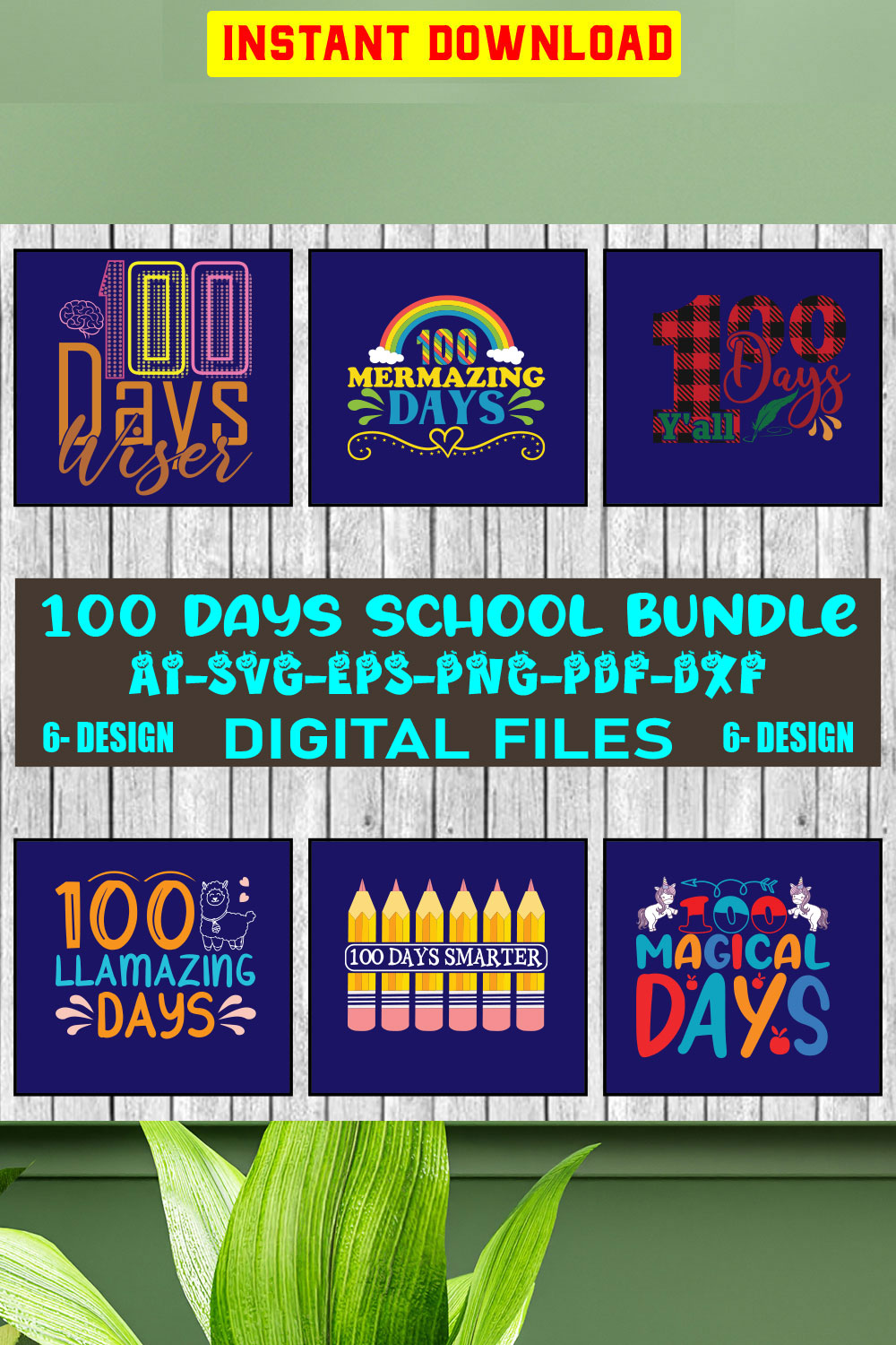 100 Days School T-shirt Design Bundle Vol-3 pinterest preview image.