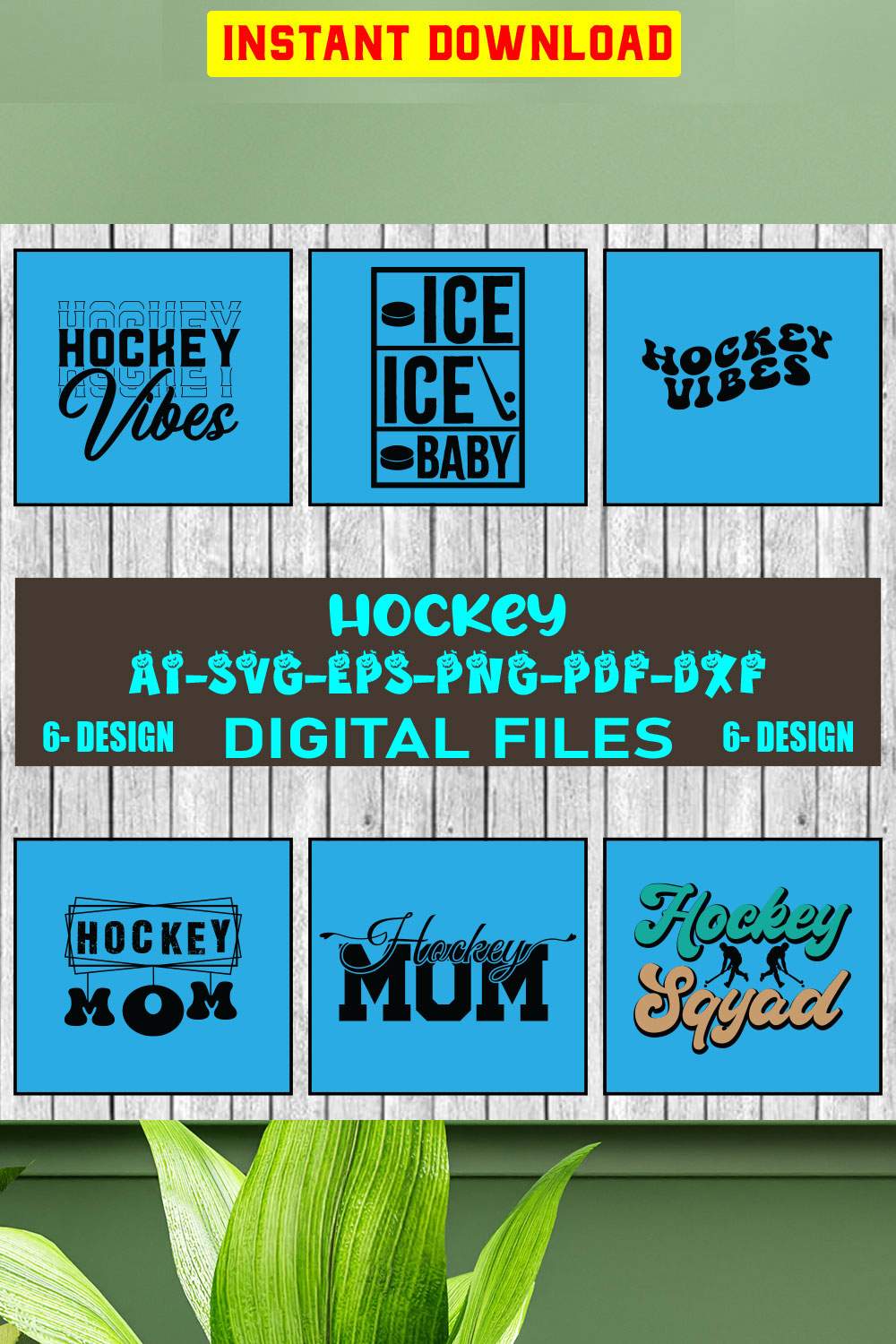 Hockey Bundle SVG Files Vol-03 pinterest preview image.