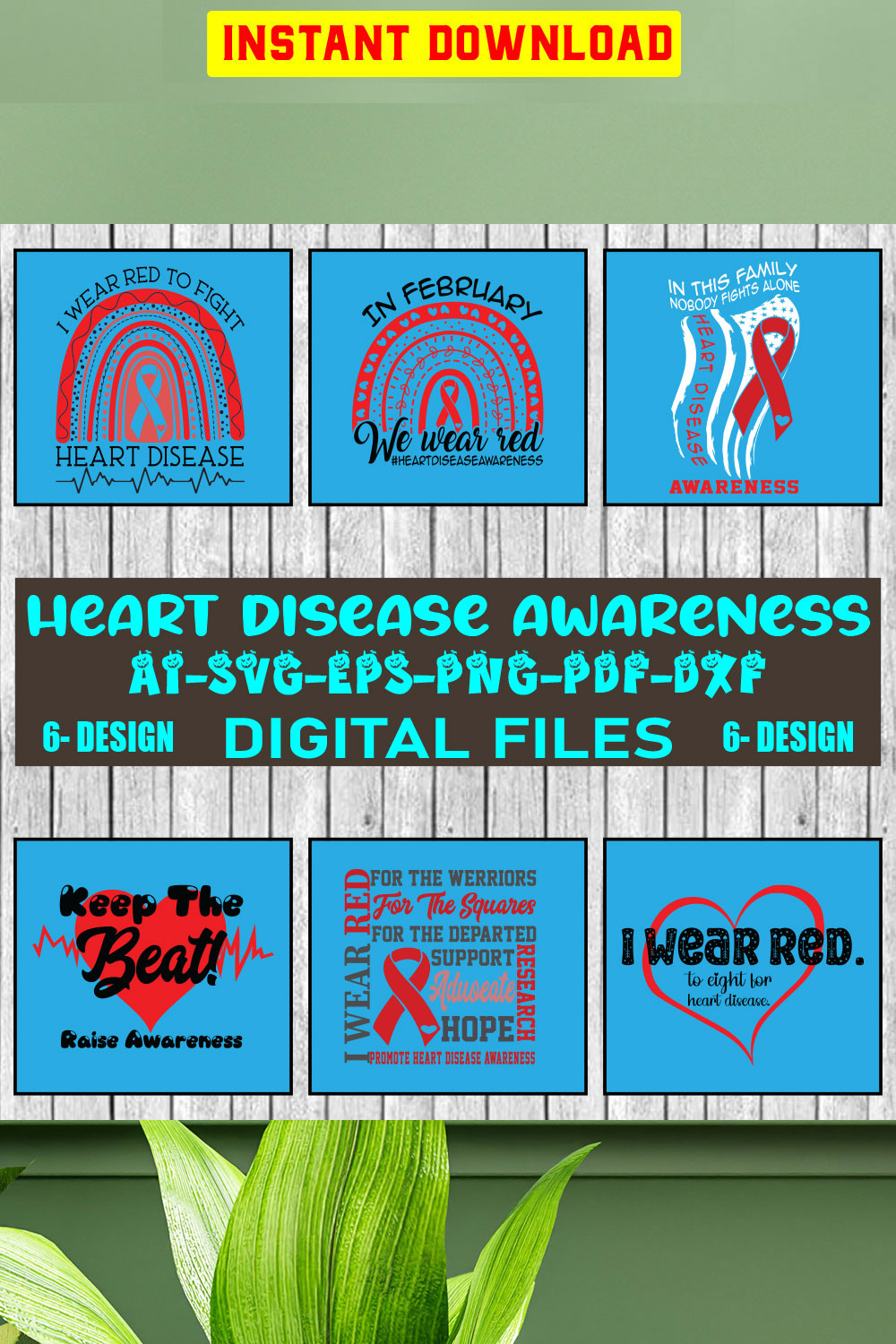 Heart Disease Awareness SVG Files Vol-02 pinterest preview image.
