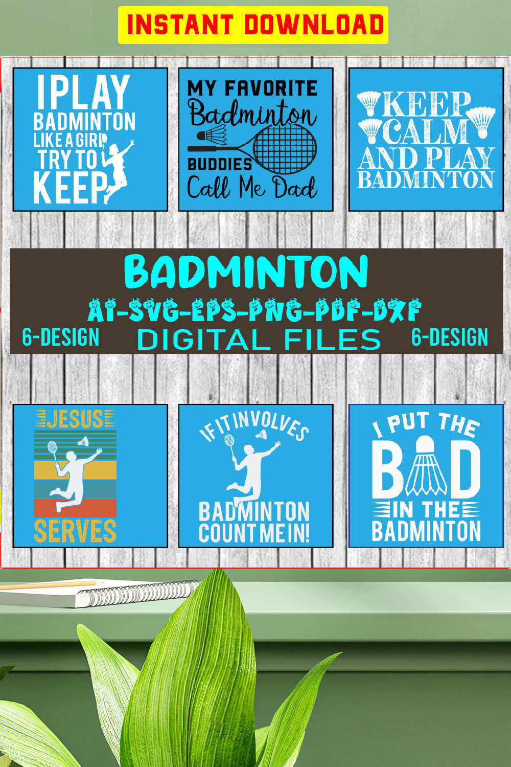 Badminton Quotes SVG Bundle, Badminton Sayings SVG, I Put The Bad In The Badminton SVG, Badminton Shirt Svg Vol-02 pinterest preview image.