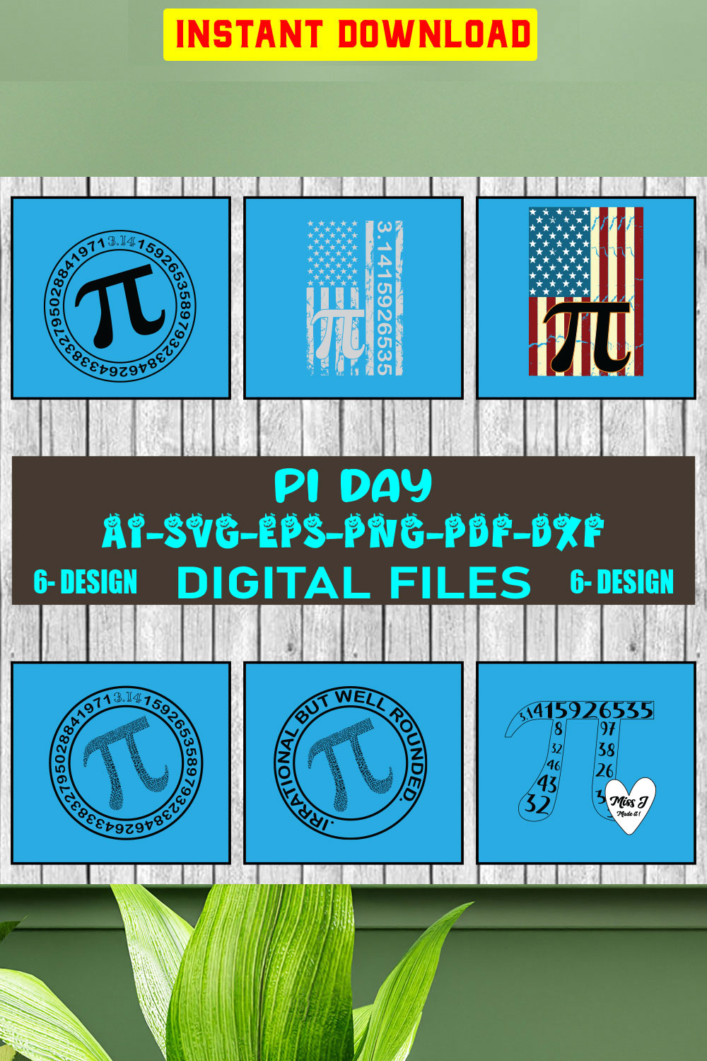 Pi Day Bundle SVG Files Vol-03 pinterest preview image.