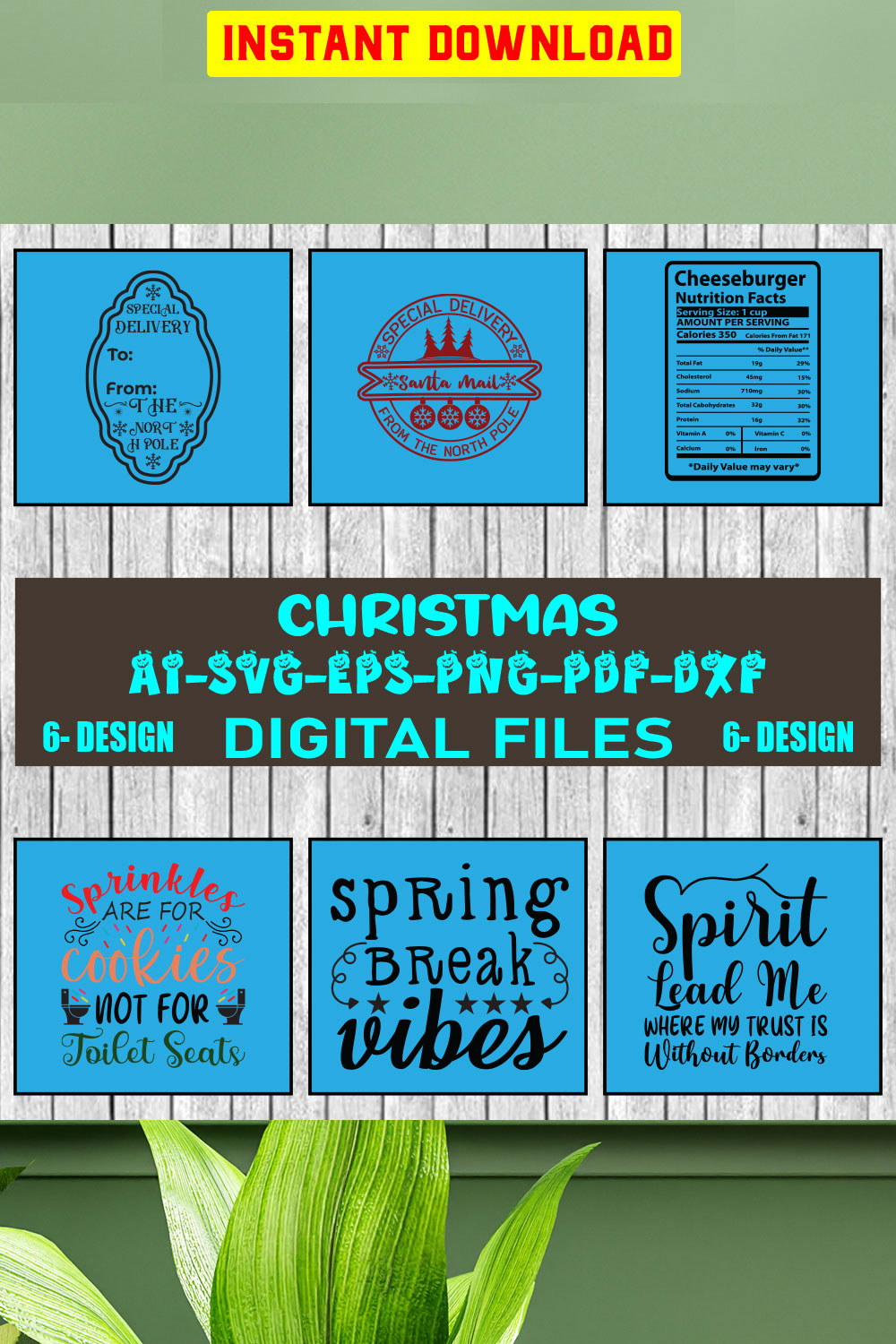 Christmas SVG Design Bundle Vol-64 pinterest preview image.