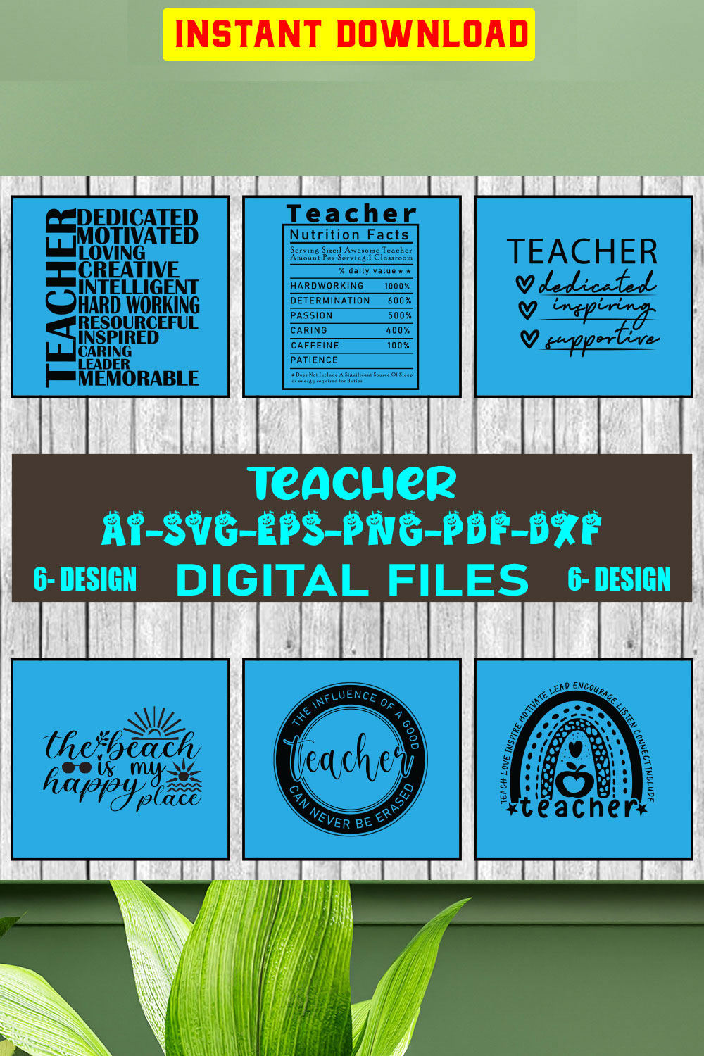 Teacher Bundle SVG Files Vol-03 pinterest preview image.