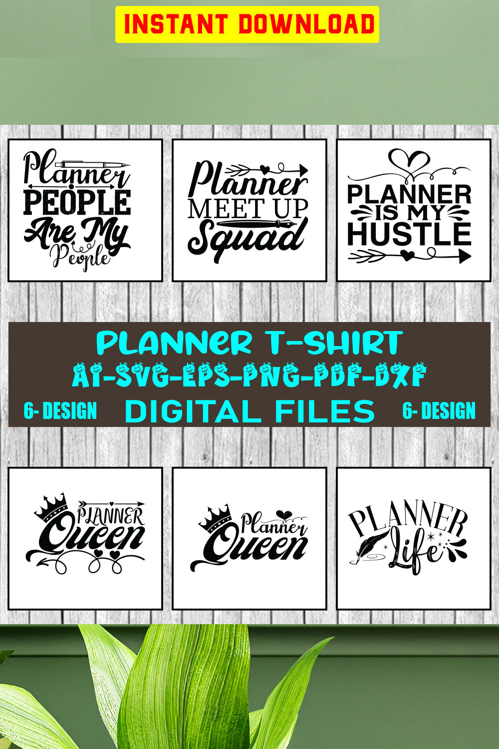 Planner T-shirt Design Bundle Vol-5 pinterest preview image.