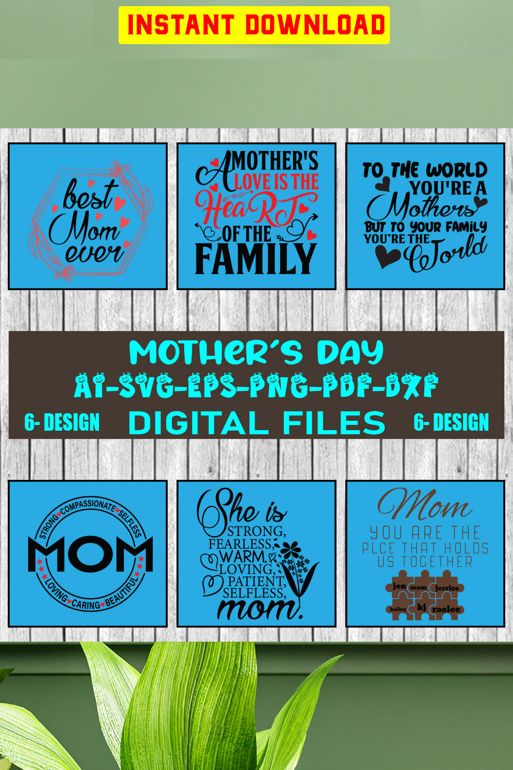 Mother's Day SVG Files Vol-03 pinterest preview image.