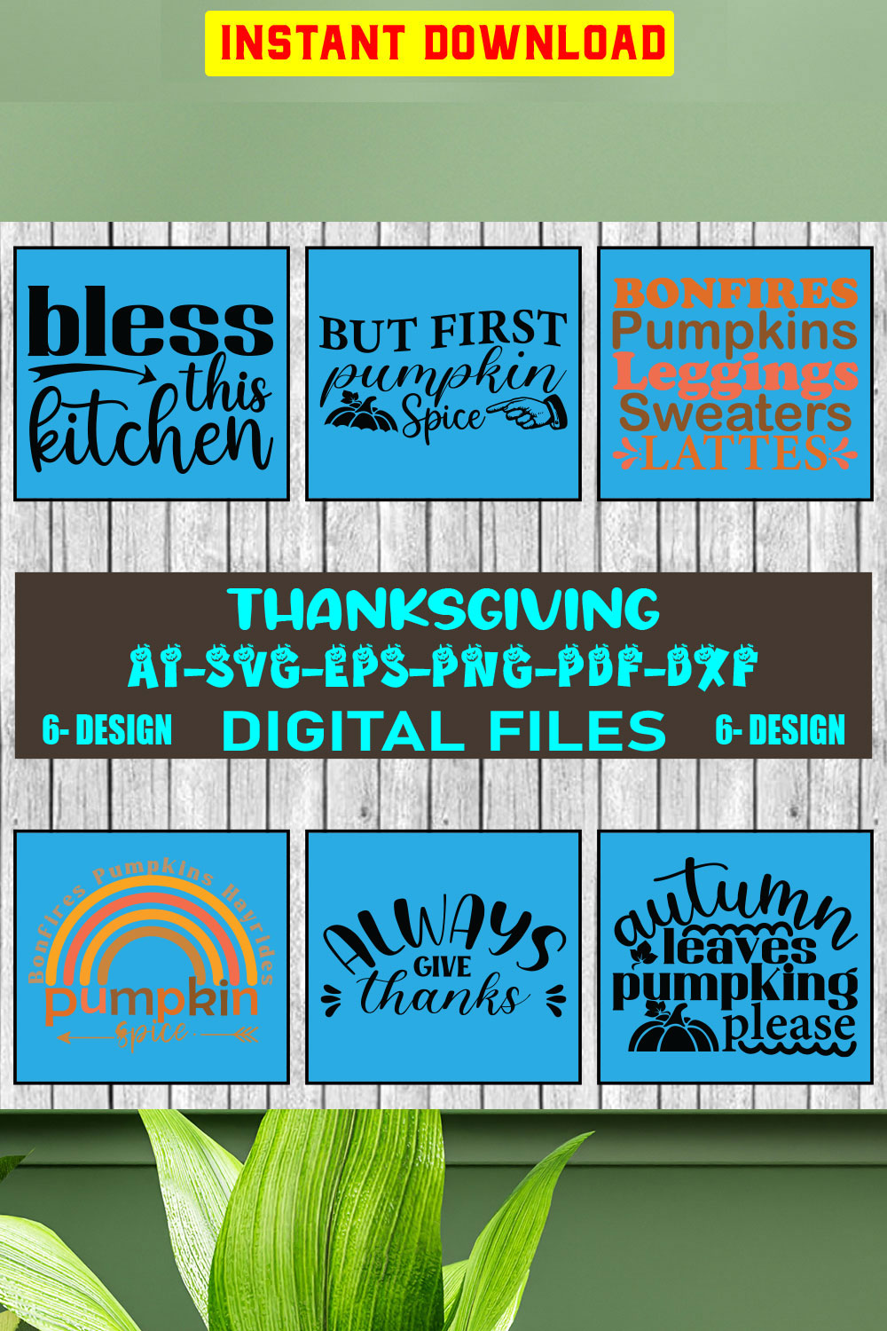 Thanksgiving Bundle SVG Files Vol-01 pinterest preview image.