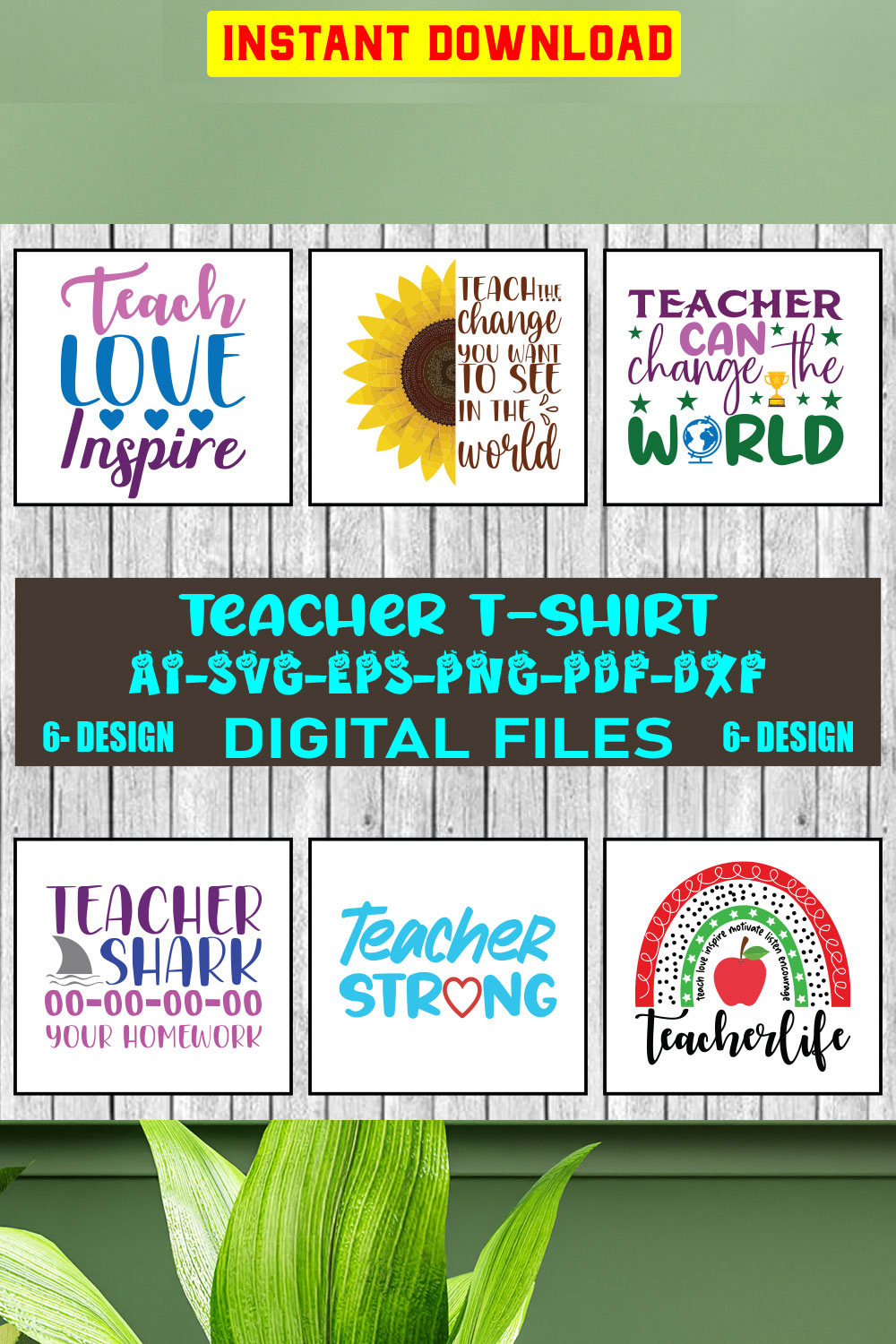 Teacher T-shirt Design Bundle Vol-3 pinterest preview image.