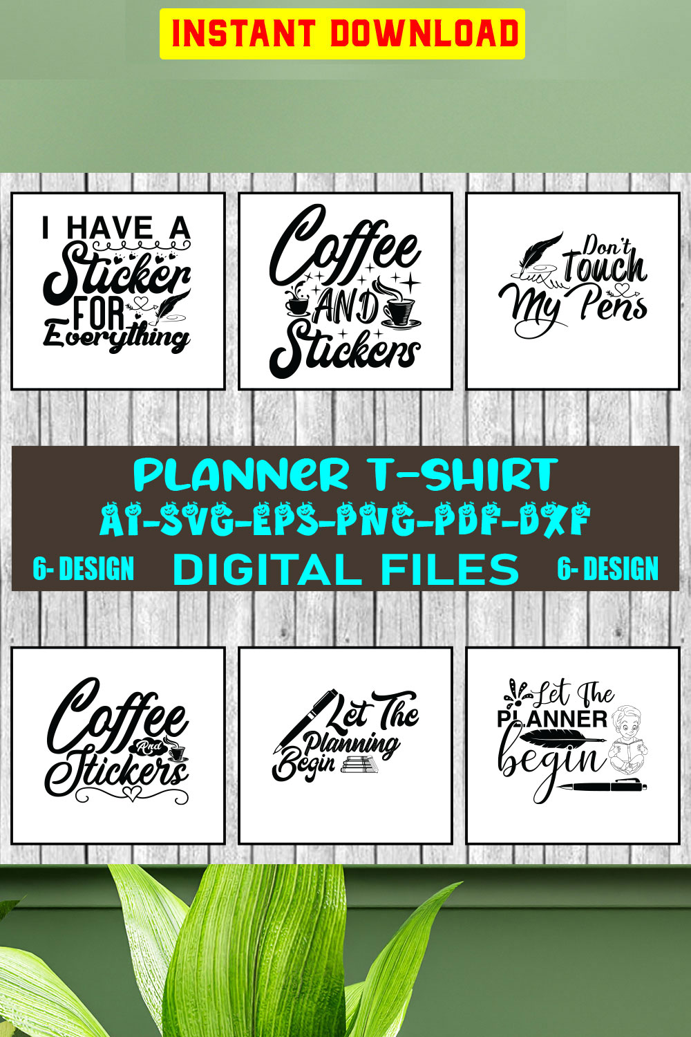 Planner T-shirt Design Bundle Vol-1 pinterest preview image.