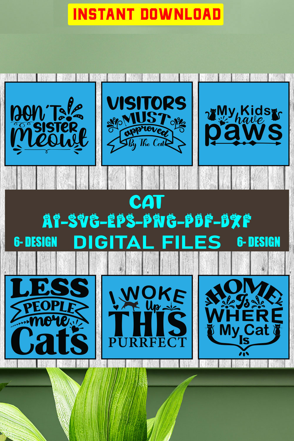 Cat svg bundle, cat mom svg,Cat T-shirt svg , crazy cat lady svg , cat dad svg, cat lover svg, kitten svg, cat quotes svg, Cat Vector file Vol-03 pinterest preview image.