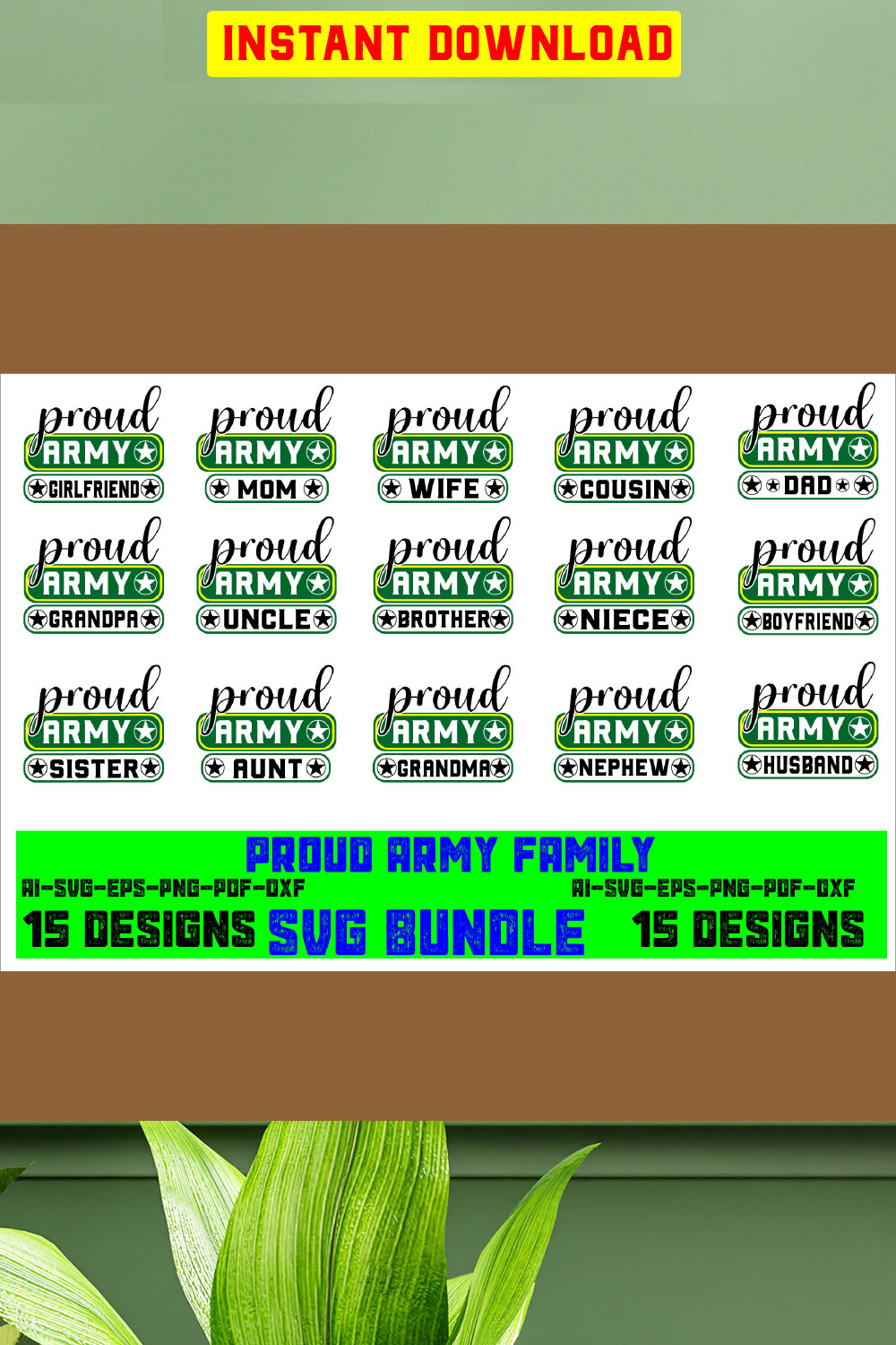 Proud Army Family Bundle SVG, United States Army svg, Veteran Svg , Family of A Soldier svg Vol-02 pinterest preview image.