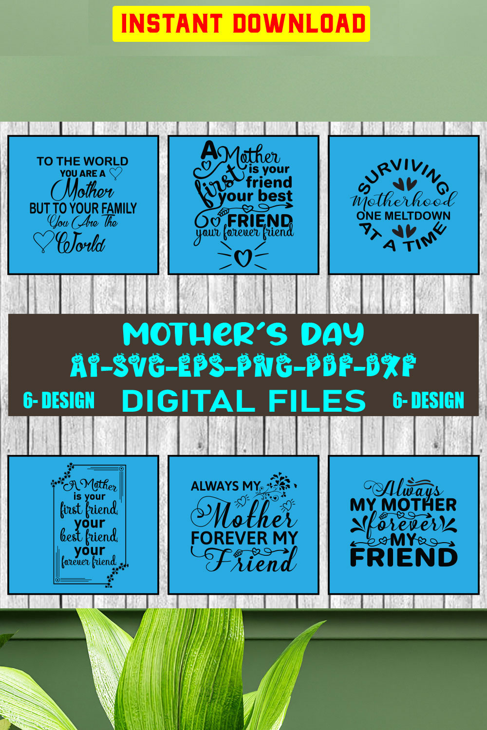 Mother's Day SVG Files Vol-05 pinterest preview image.