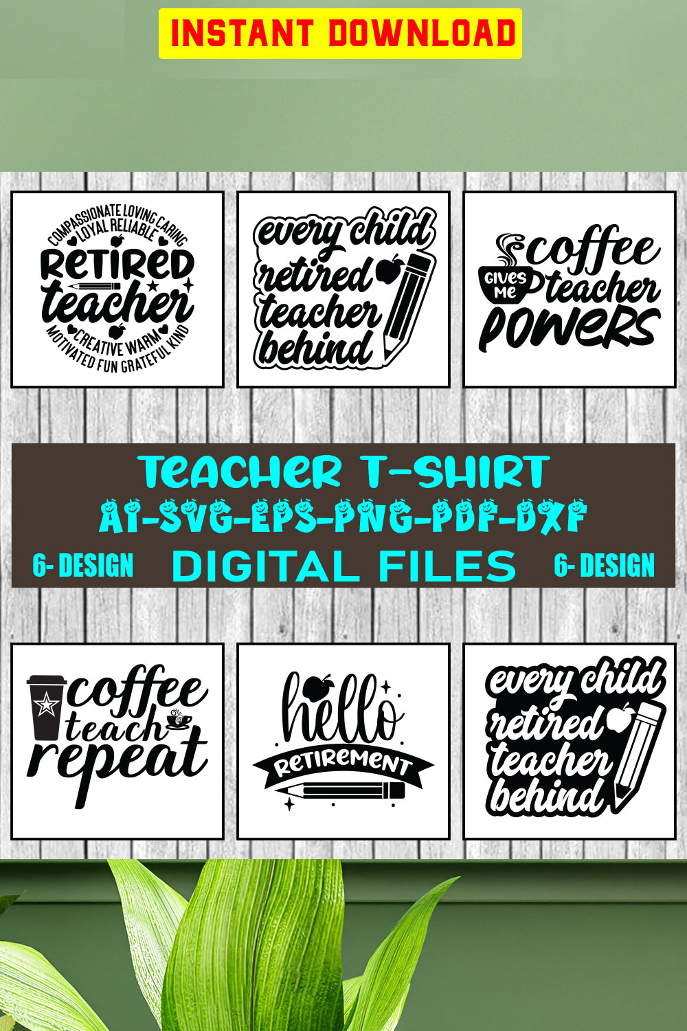 Teacher T-shirt Design Bundle Vol-6 pinterest preview image.