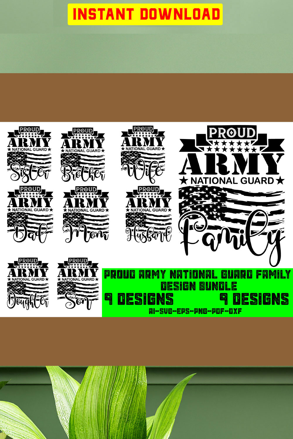 Proud Army National Guard Family Mom Dad Brother Sister Husband Wife Daughter Son Design For Digital Download Vol-03 pinterest preview image.
