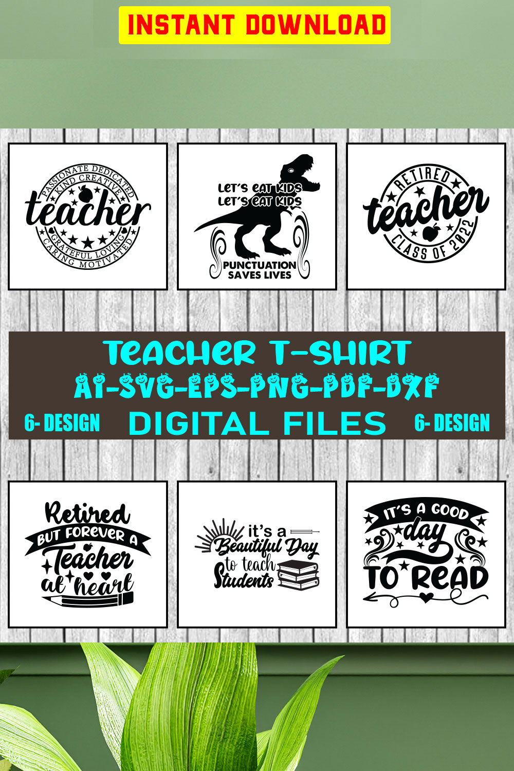 Teacher T-shirt Design Bundle Vol-8 pinterest preview image.