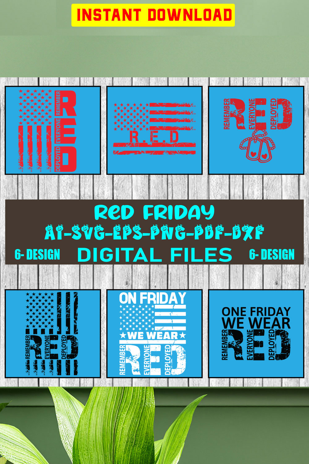 Red Friday Bundle SVG Files Vol-01 pinterest preview image.