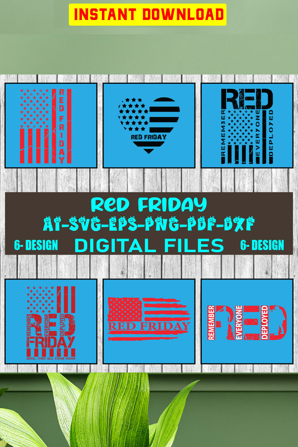 Red Friday Bundle SVG Files Vol-02 pinterest preview image.