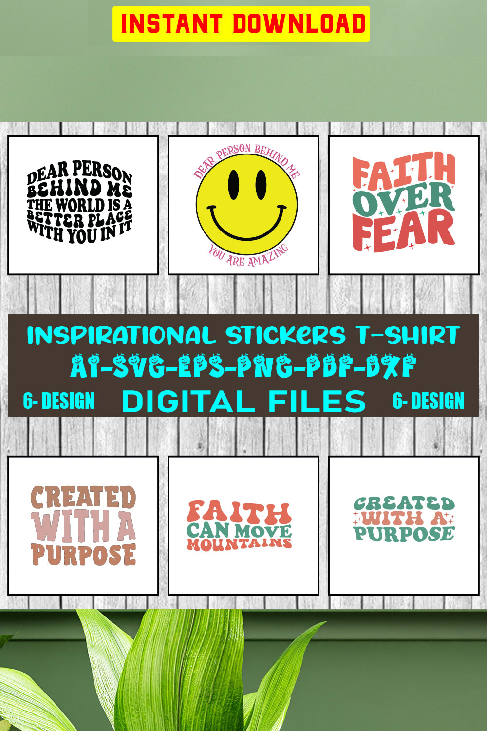 Inspirational stickers SVG Design bundle Vol-04 pinterest preview image.