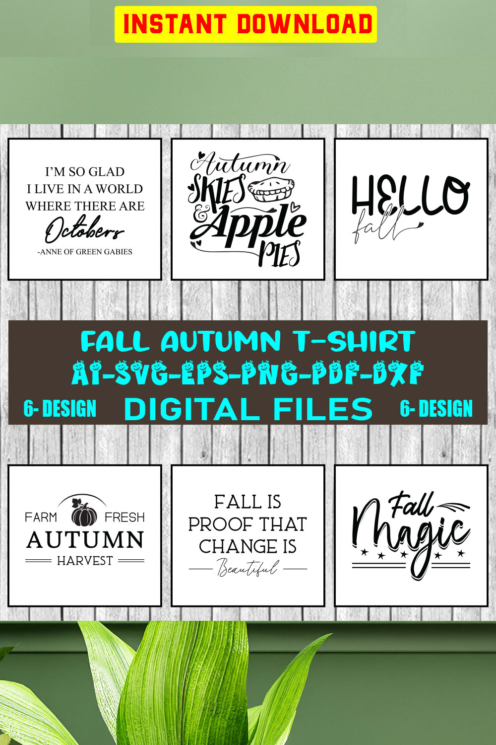 Fall Autumn T-shirt Design Bundle Vol-7 pinterest preview image.