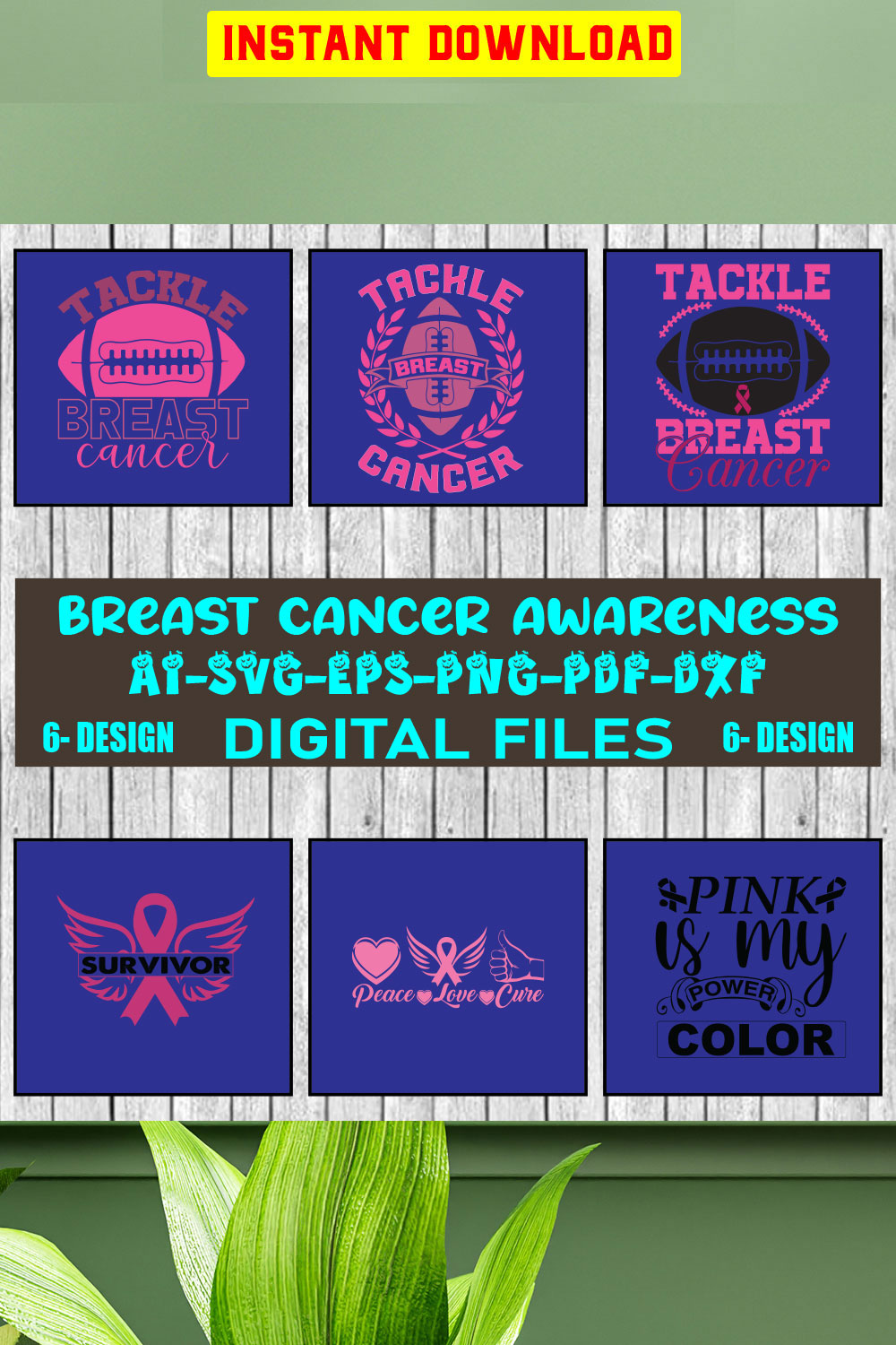 Breast Cancer Awareness T-shirt Design Bundle Vol-4 pinterest preview image.