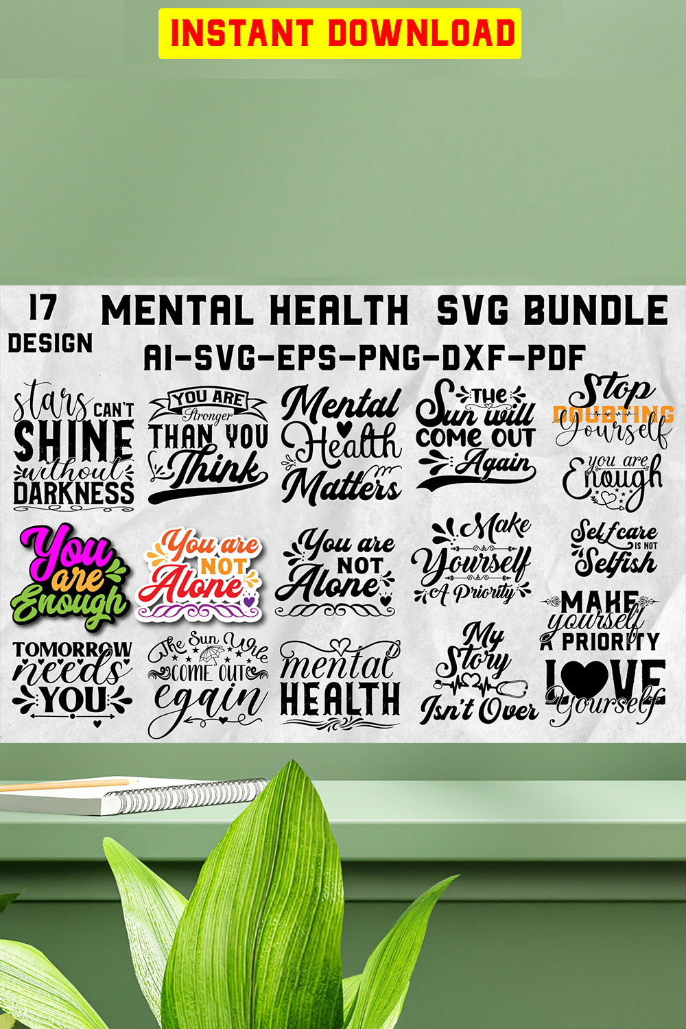 Mental Health Matters SVG Bundle pinterest preview image.