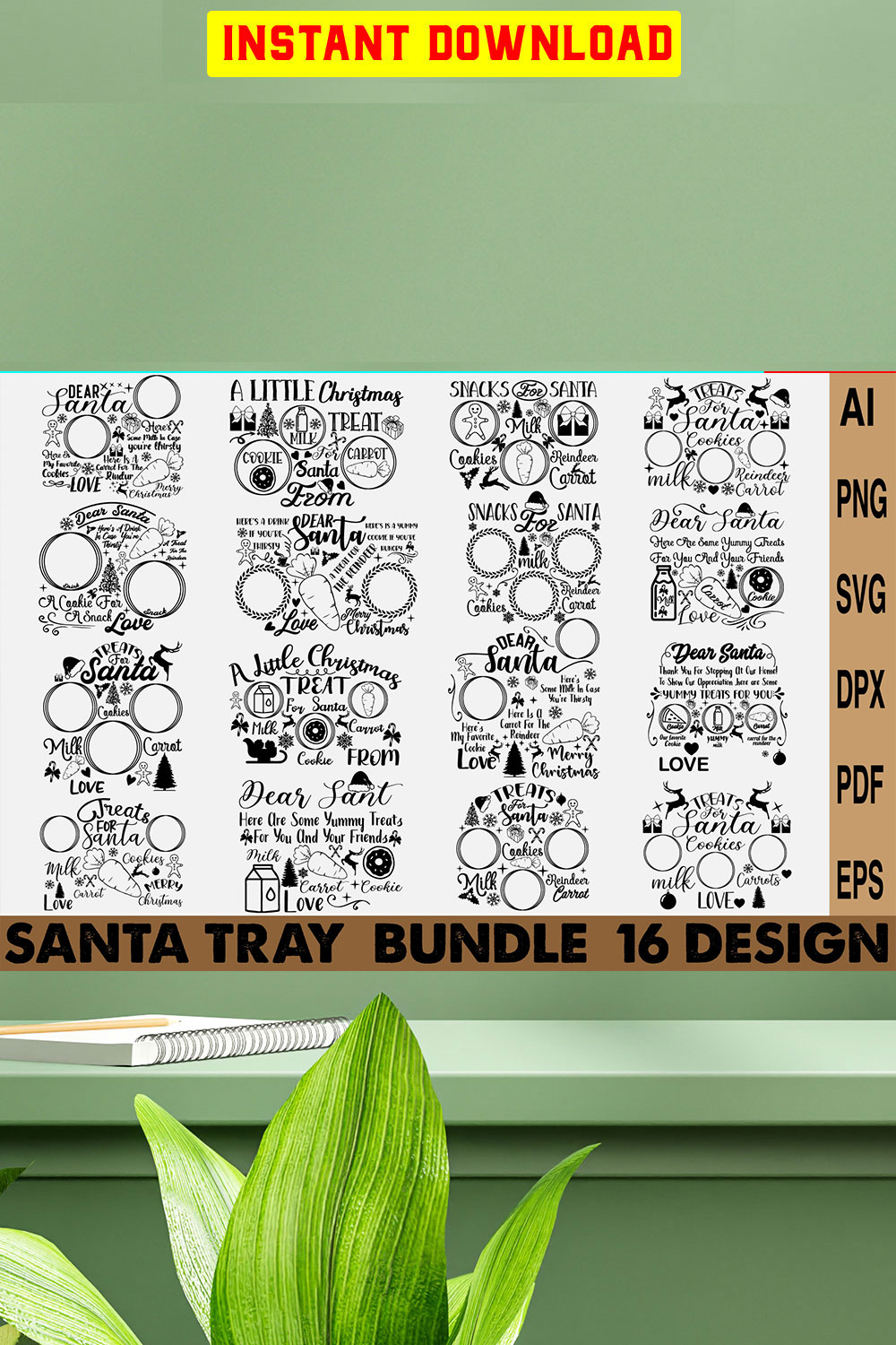 Christmas Santa Tray SVG Design Bundle pinterest preview image.