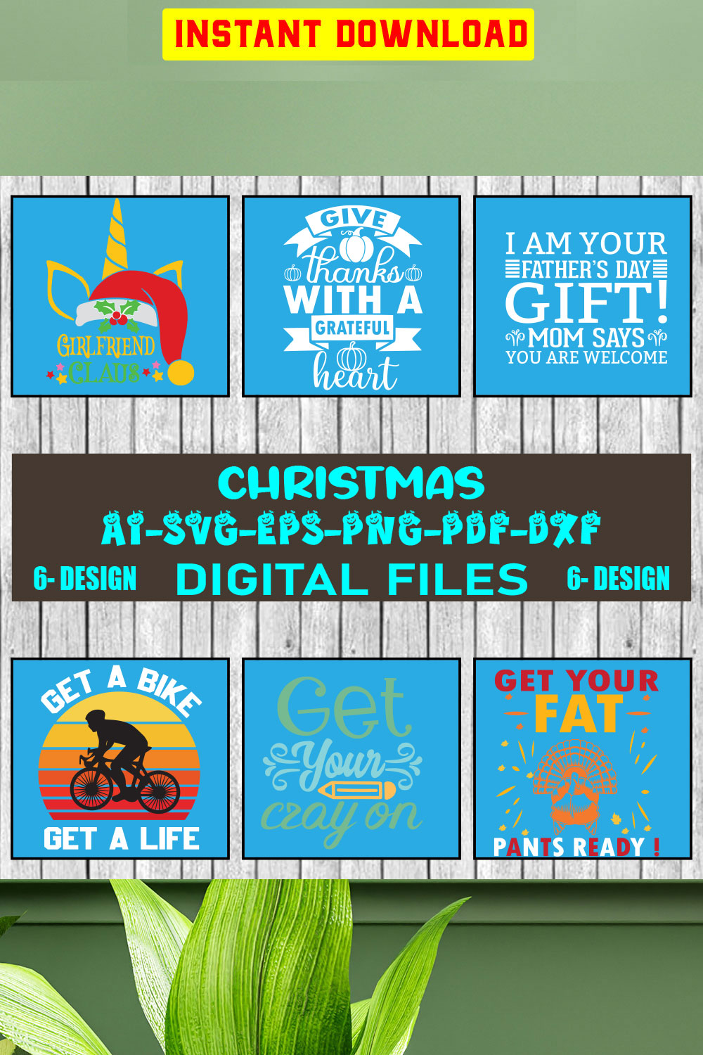 Christmas SVG Design Bundle Vol-13 pinterest preview image.