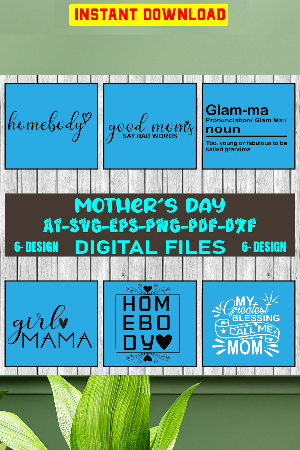 Mother's Day SVG Design Bundle Vol-10 pinterest preview image.