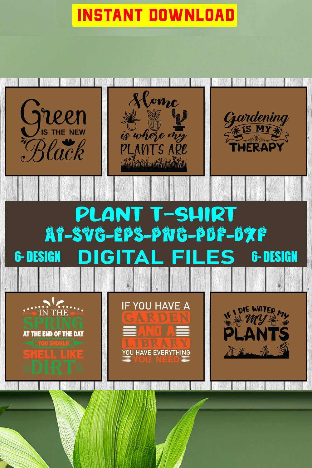 Plant T-shirt Design Bundle Vol-2 pinterest preview image.