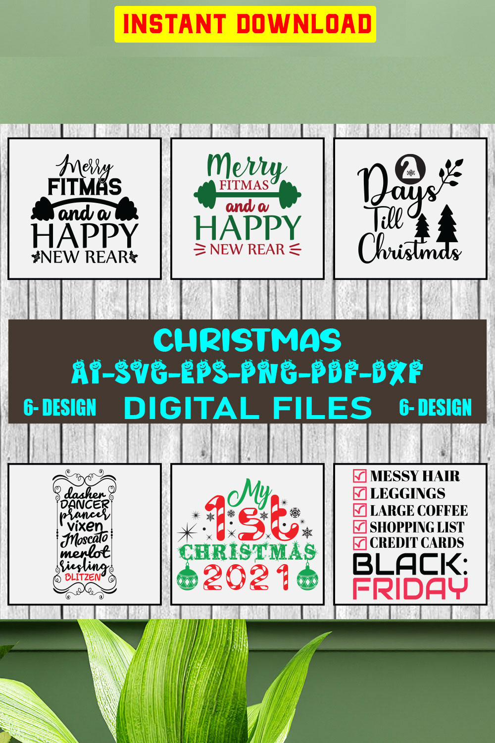 Christmas SVG Design Bundle Vol-52 pinterest preview image.