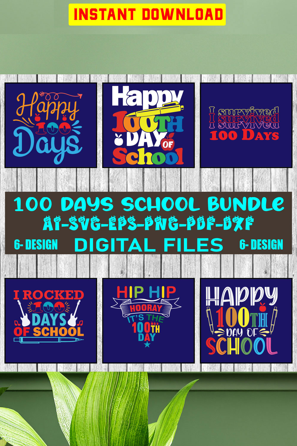 100 Days School T-shirt Design Bundle Vol-4 pinterest preview image.