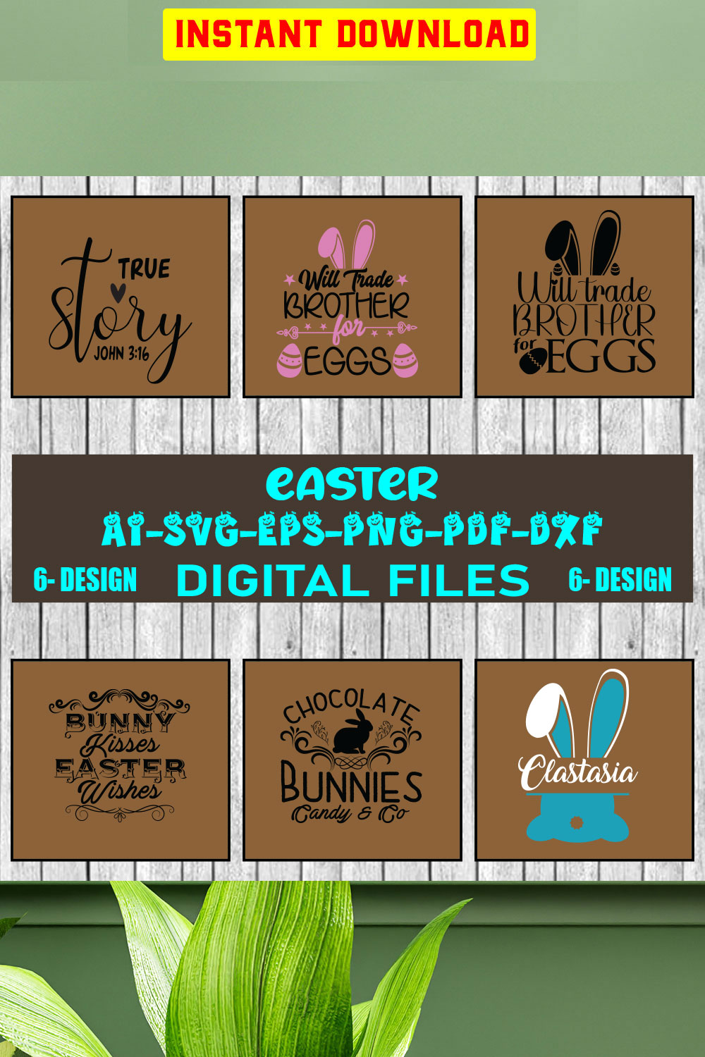 Happy Easter SVG Bundle, Easter SVG, Easter quotes, Easter Bunny svg, Easter Egg svg, Easter png, Spring svg, Vol-08 pinterest preview image.